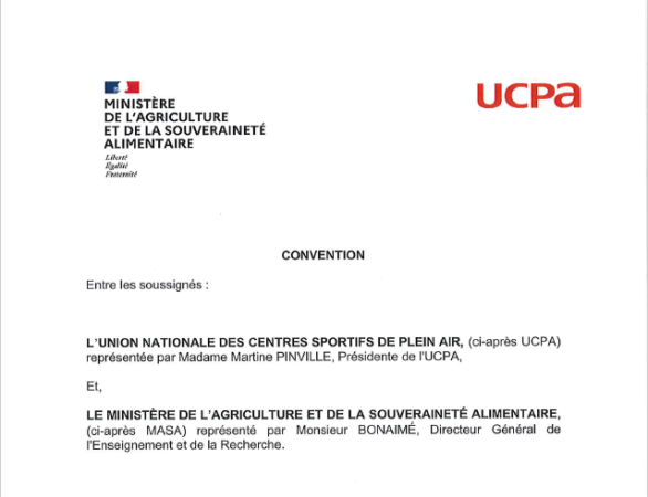 Convention nationale Ministère de l'Agriculture / UCPA